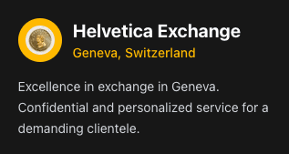 Nous sommes heureux de compter Helvetica Exchange parmi nos clients.