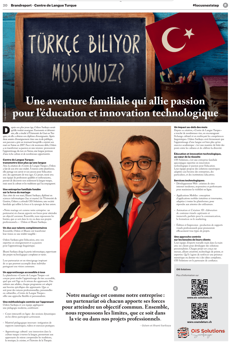 Un article publié sur notre entreprise OIS Solutions dans le journal Tribune de Genève et 24 heures.